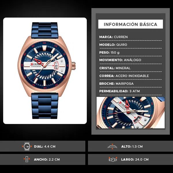 Reloj curren 8403 análogo – azul - Imagen 6