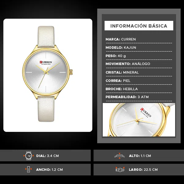 Reloj curren 9062 análogo – blanco - Imagen 7