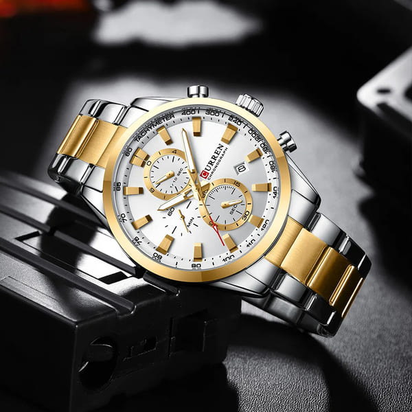 Reloj curren 8445 análogo – plateado blanco - Imagen 3