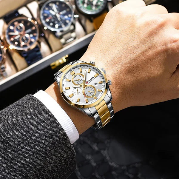 Reloj curren 8445 análogo – plateado blanco - Imagen 4